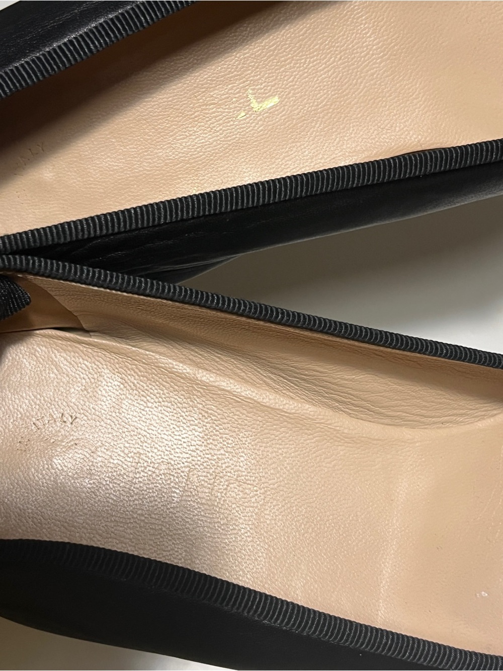 CHANEL Black Leather Ballet Flats with Patent Cap Toe and Logo - Picture 6 of 14